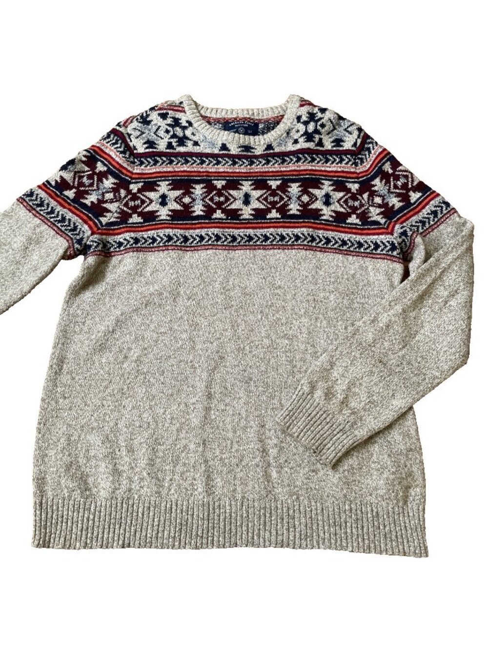 American Eagle Men's Aztec Sweater Size M Beige Cotton Blend Southwest Preppy